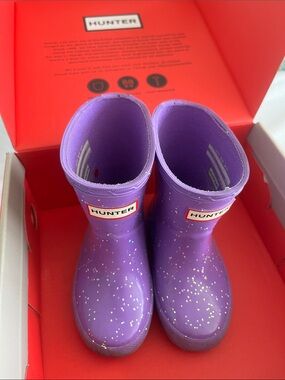 Hunter Kids Purple Glitter Rain Boots